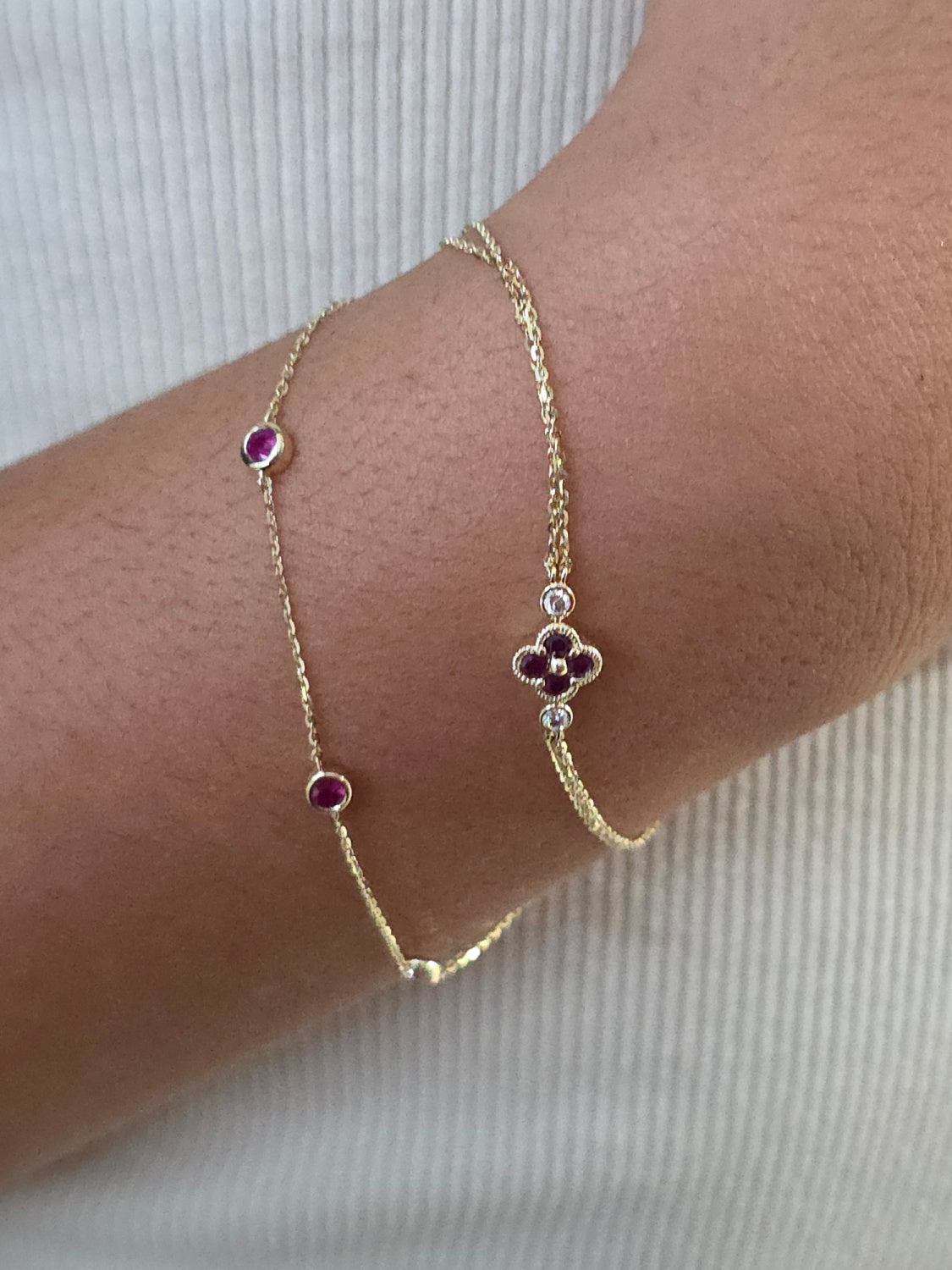 Color Stone Bezel Station Bracelet