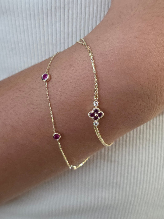 Color Stone Bezel Station Bracelet