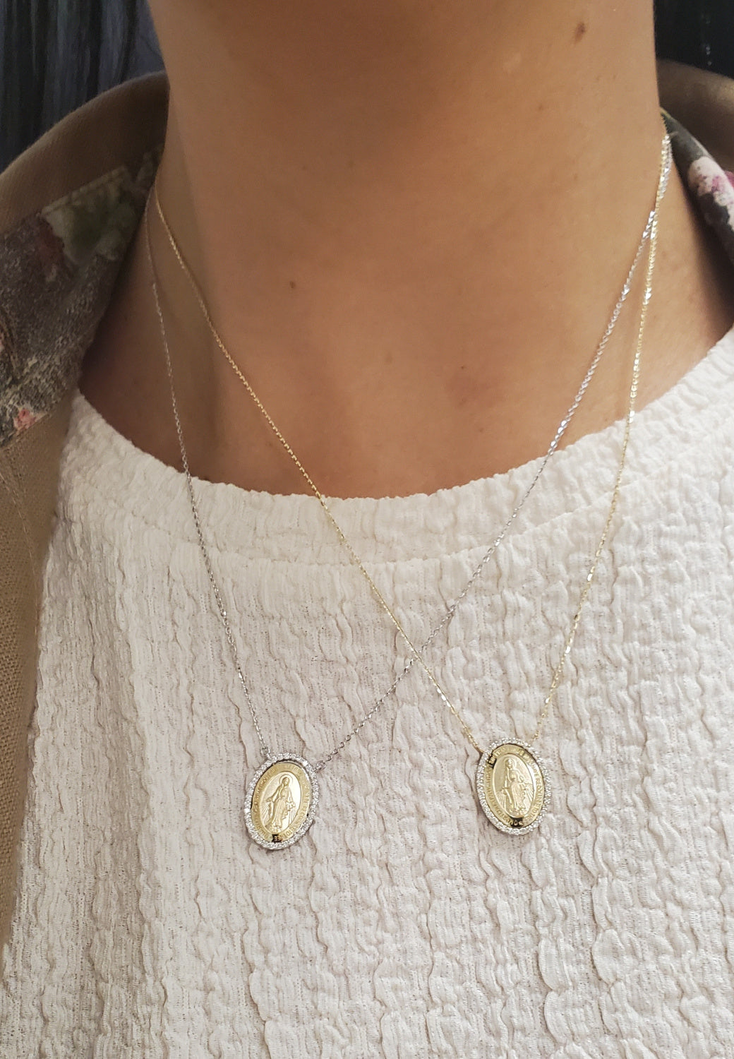 Medium Diamond Miraculous Medal Necklace