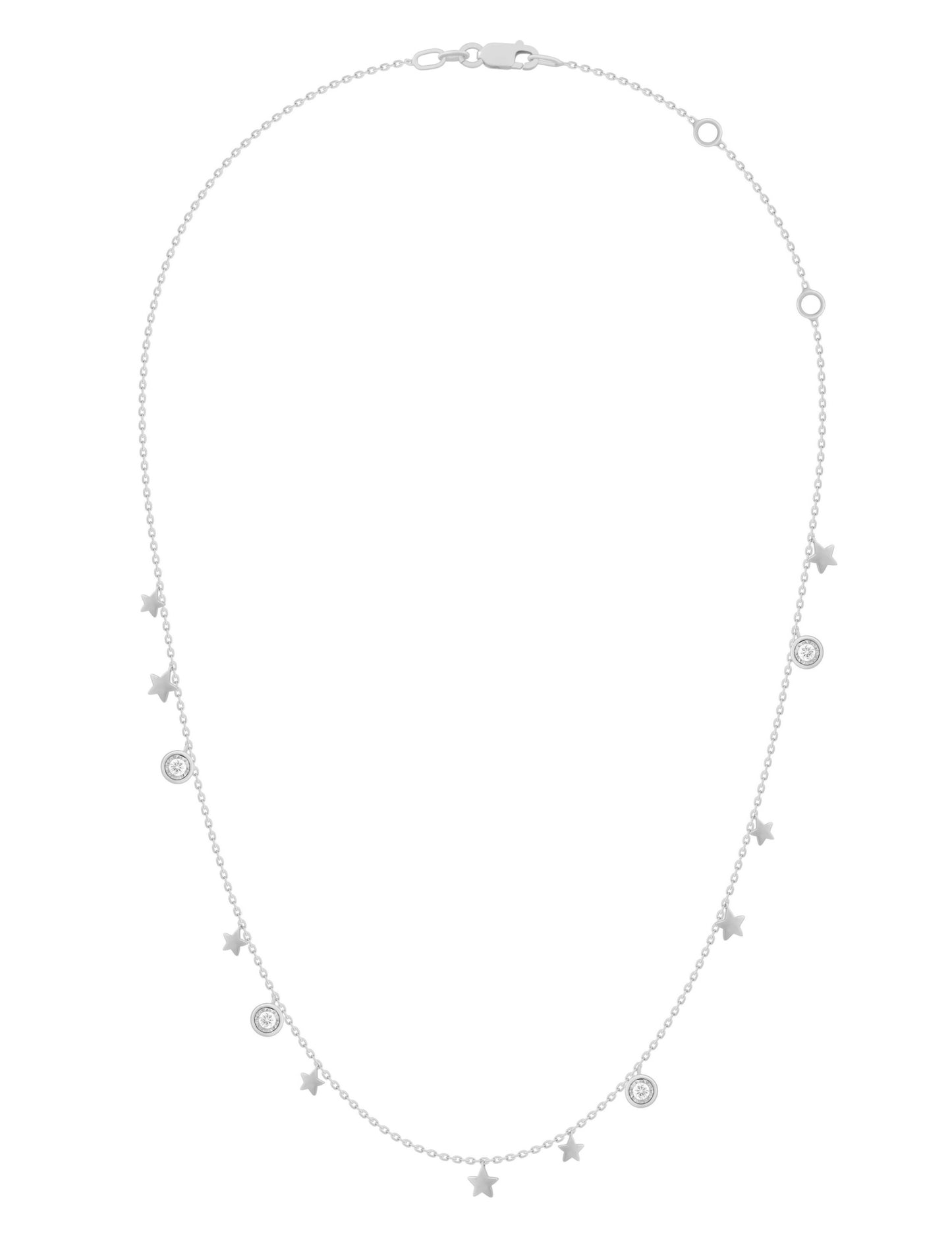 Diamond Bezel And Star Dangle Necklace