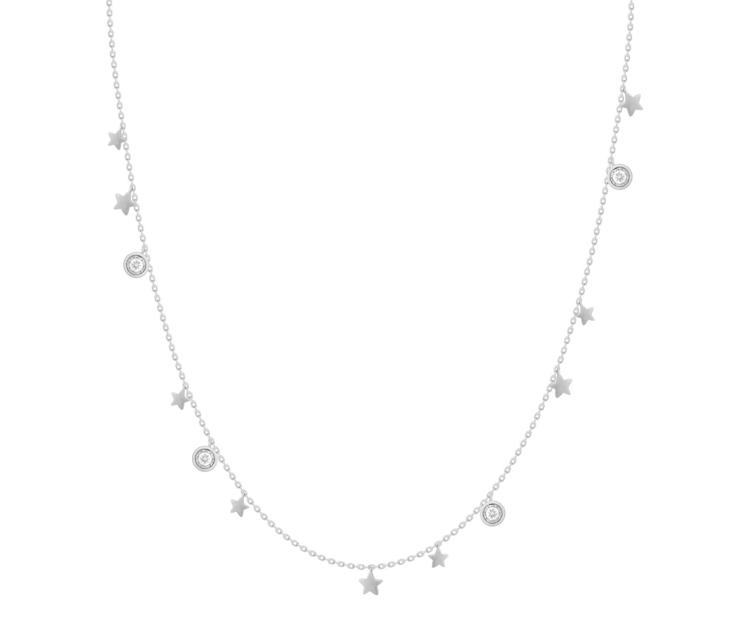 Diamond Bezel And Star Dangle Necklace