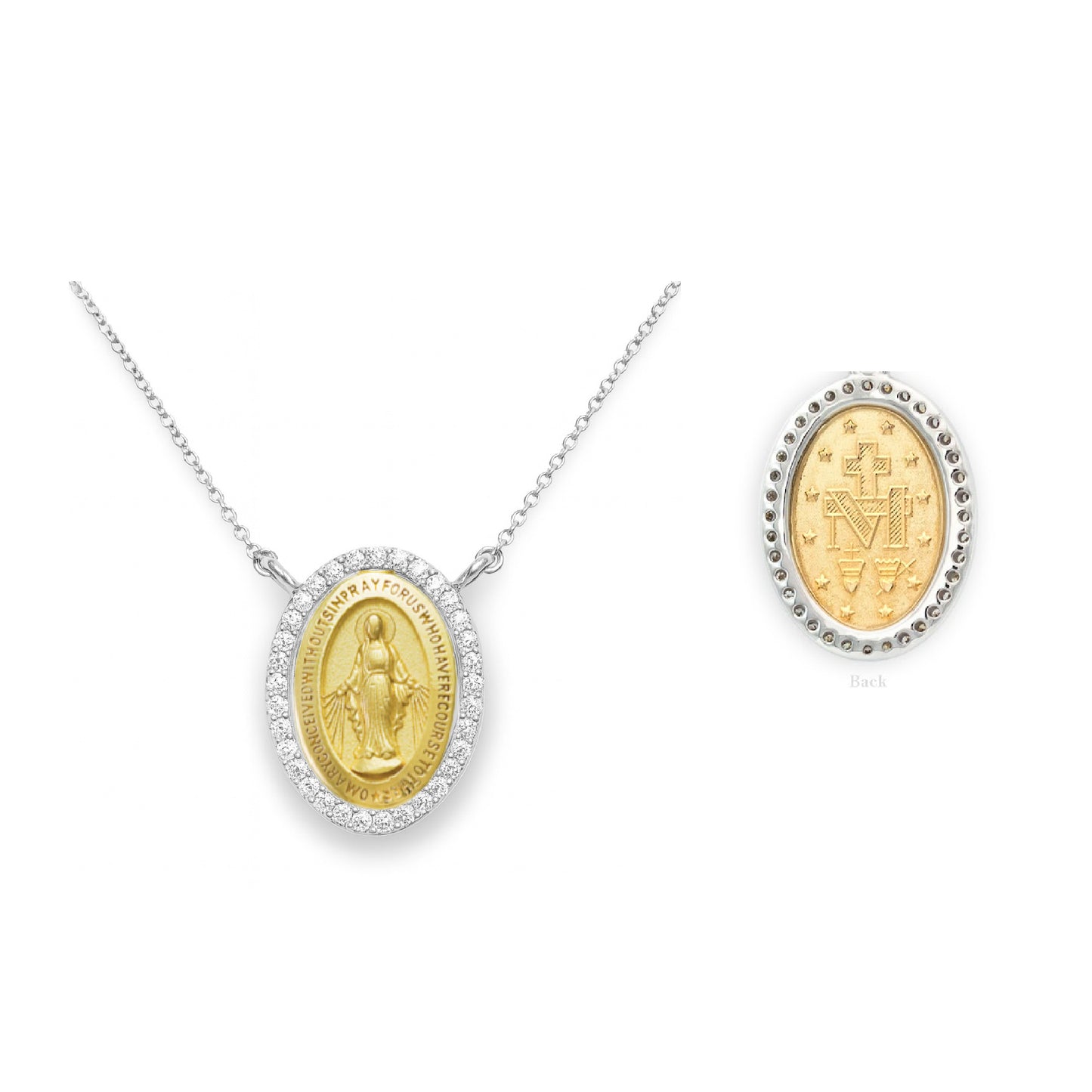 Small Diamond Miraculous Medal Necklace