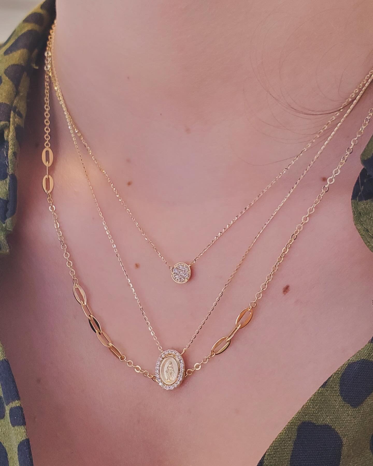 Mini Diamond Miraculous Medal Necklace