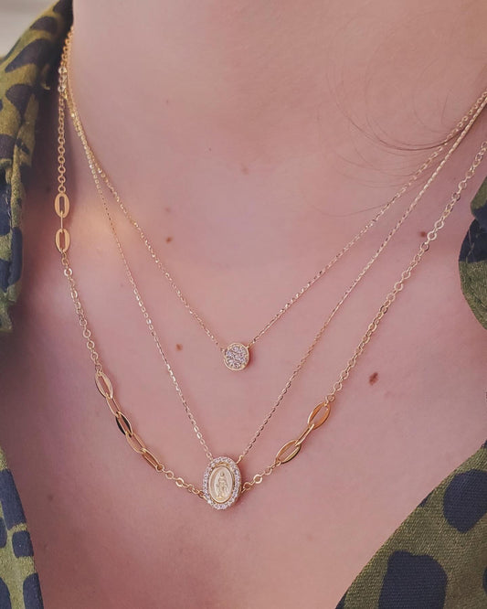 Mini Diamond Miraculous Medal Necklace