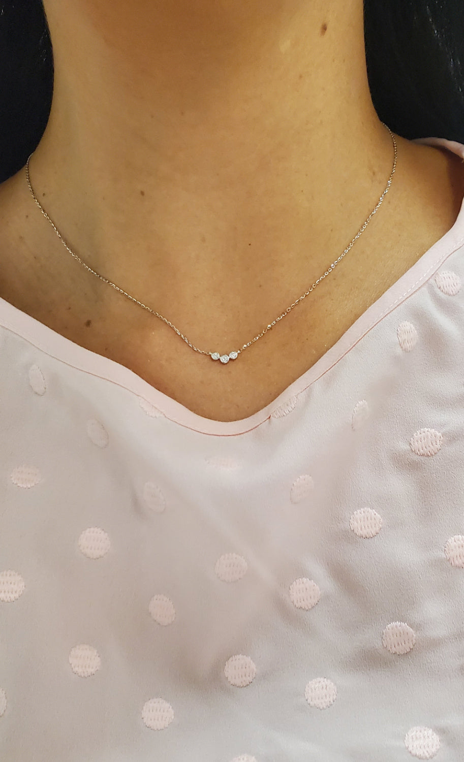 Whisper Tiny Trio Diamond Bezel Necklace