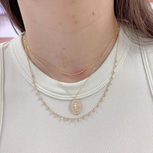 Diamond Pave Miraculous Medal Necklace