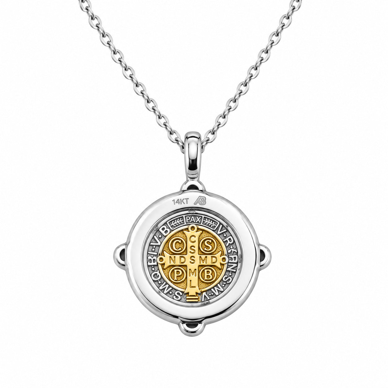 Miniature Diamond Saint Benedict Medal Necklace
