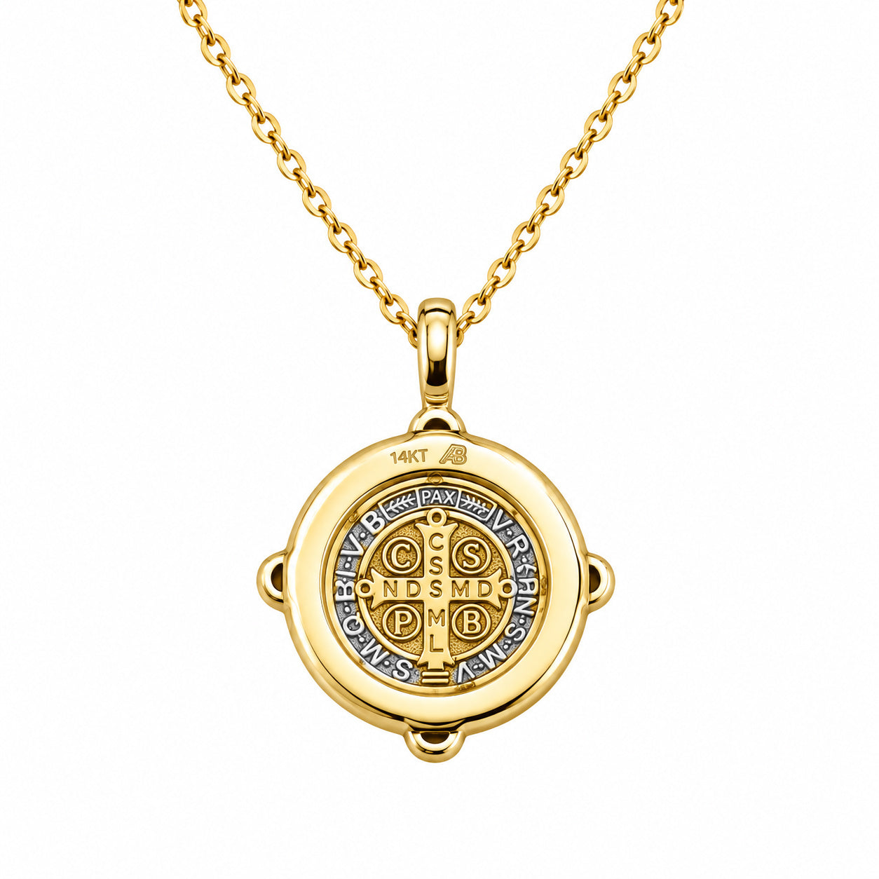 Miniature Diamond Saint Benedict Medal Necklace