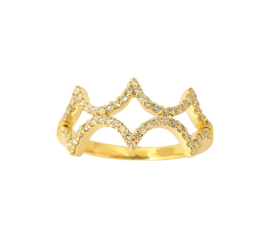 14K Gold Geometric Design Diamond Ring