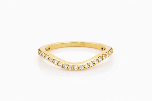 14K Yellow Gold Curved Diamond Band