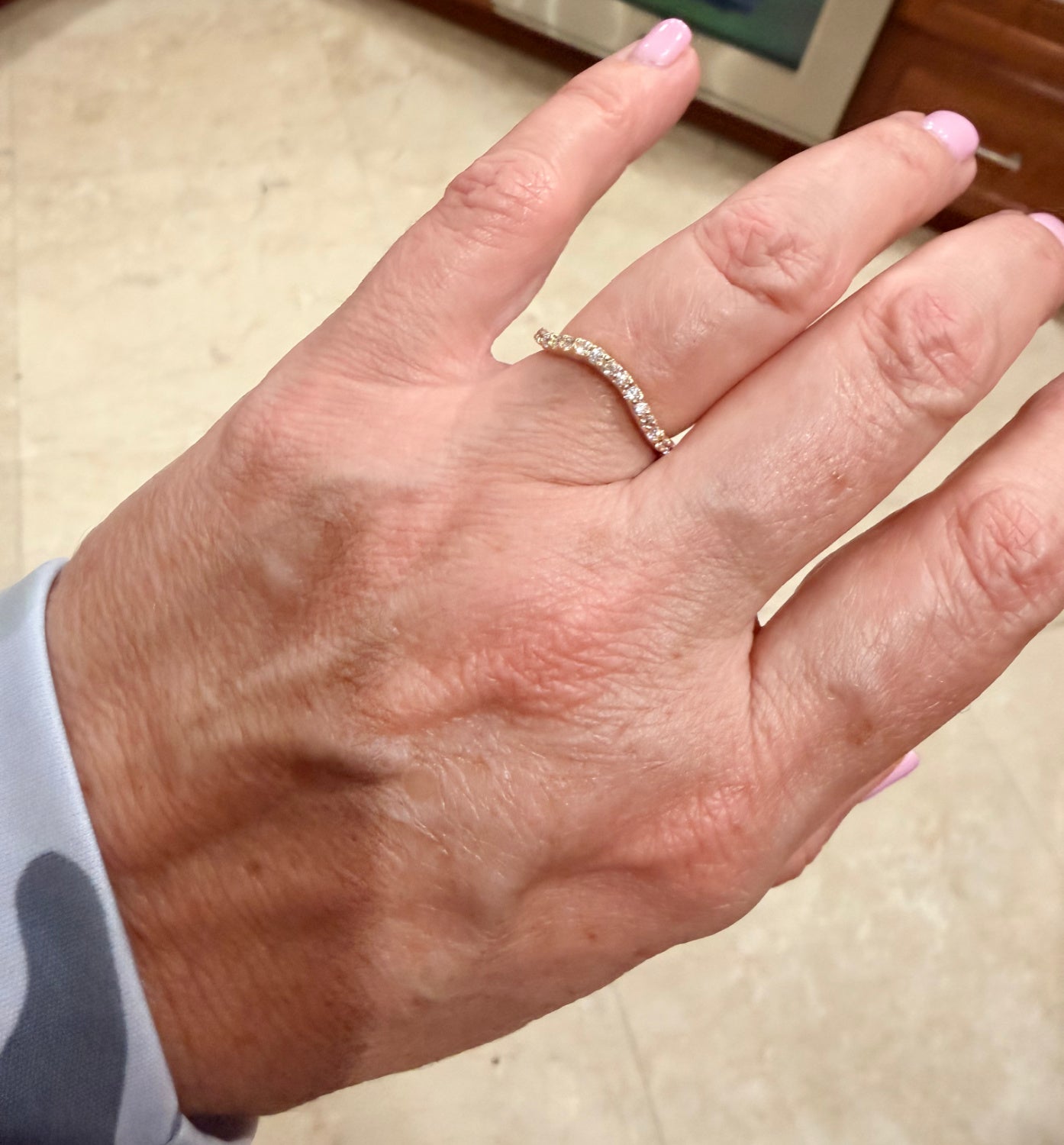 14K Yellow Gold Curved Diamond Band