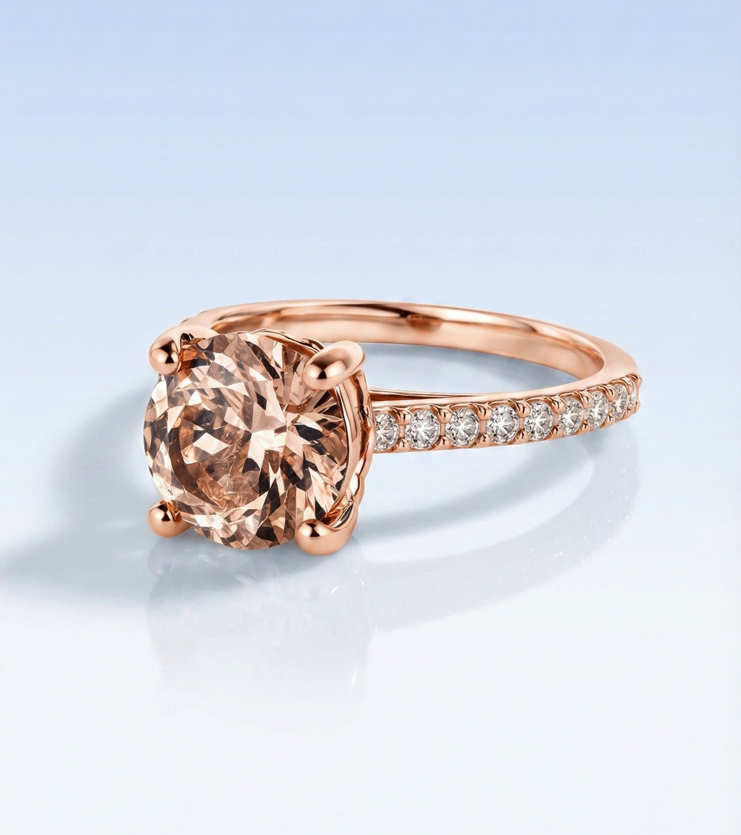 18K Rose Gold Morganite & Diamond Engagement Ring