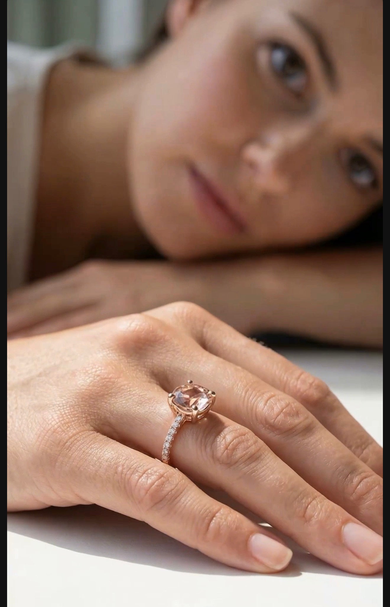 18K Rose Gold Morganite & Diamond Engagement Ring