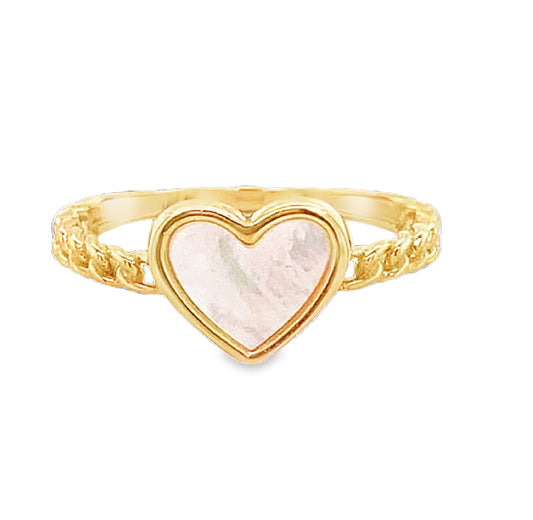 Heart Mother Of Pearl Curb Link Ring