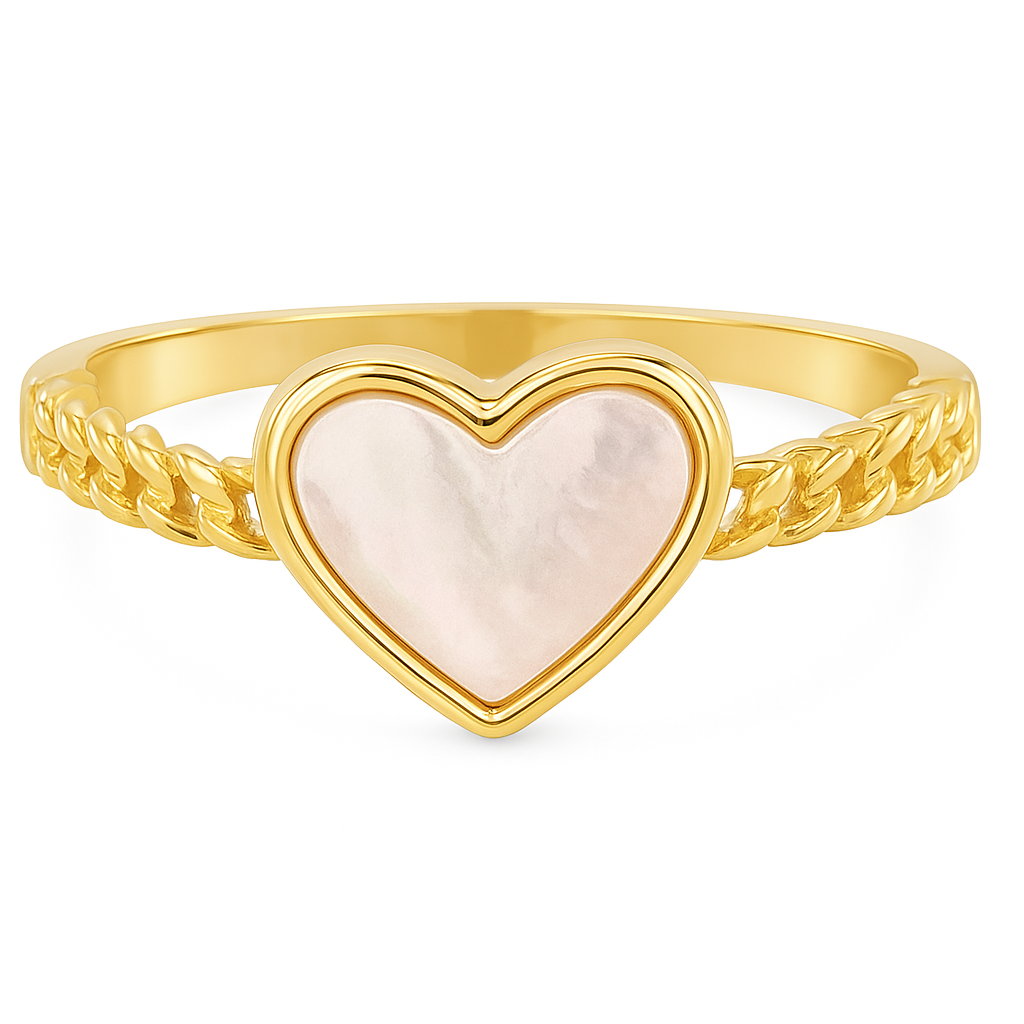 Heart Mother Of Pearl Curb Link Ring