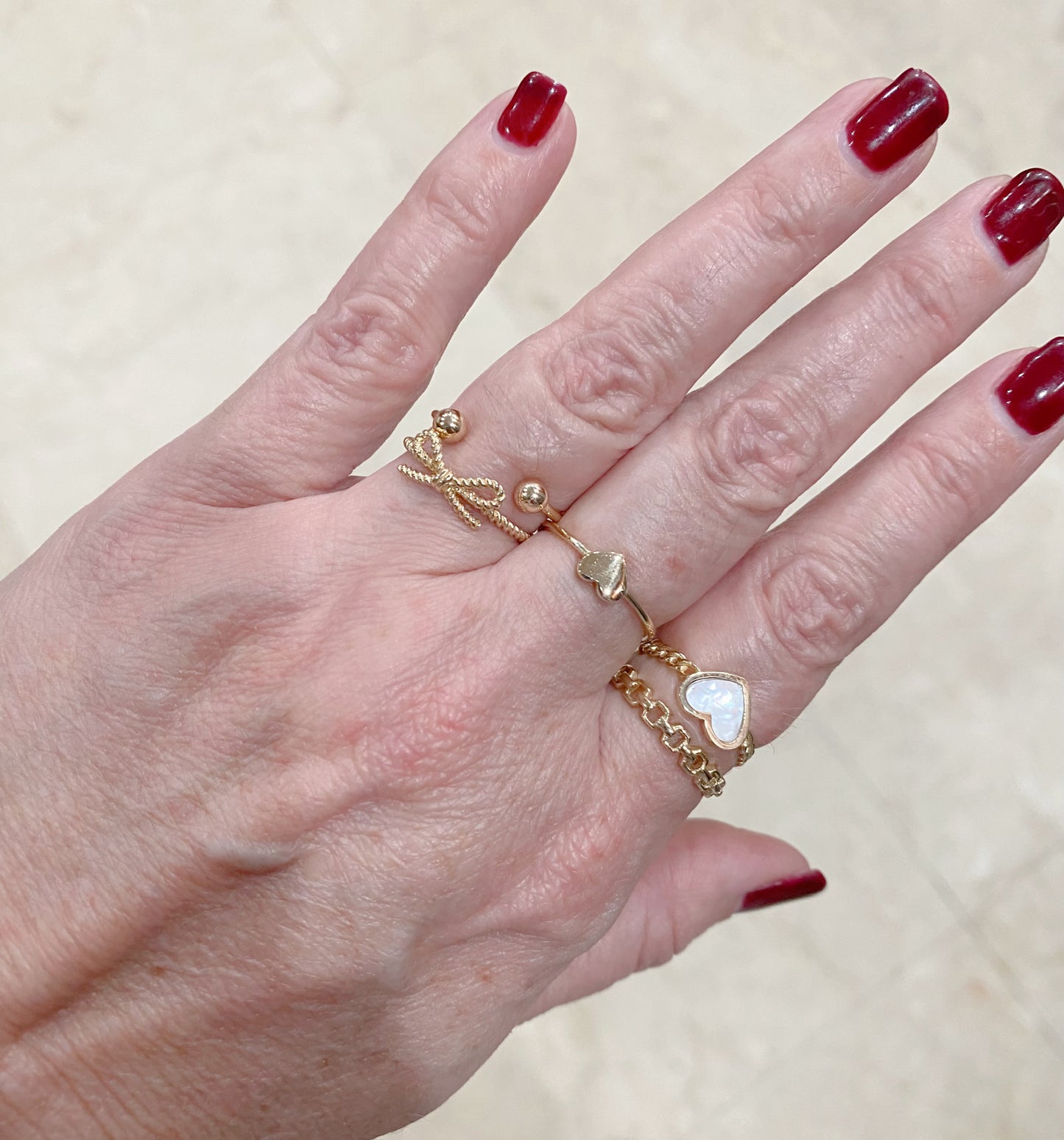 Heart Mother Of Pearl Curb Link Ring