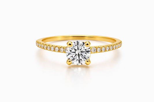 18K Yellow Gold Diamond Engagement Ring Setting