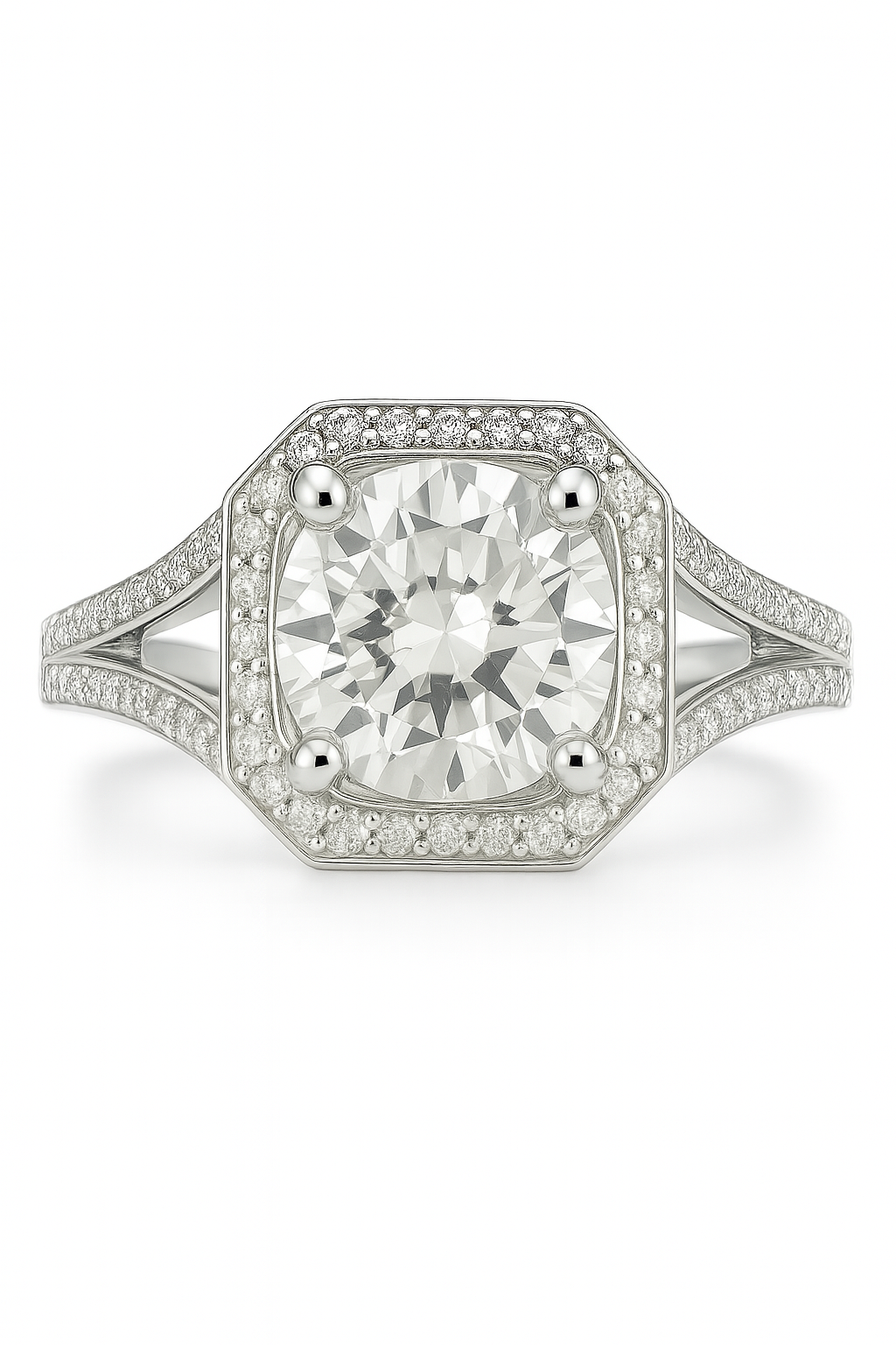 18K White Gold Micro-Pave Diamond Semi Mount Engagement Ring