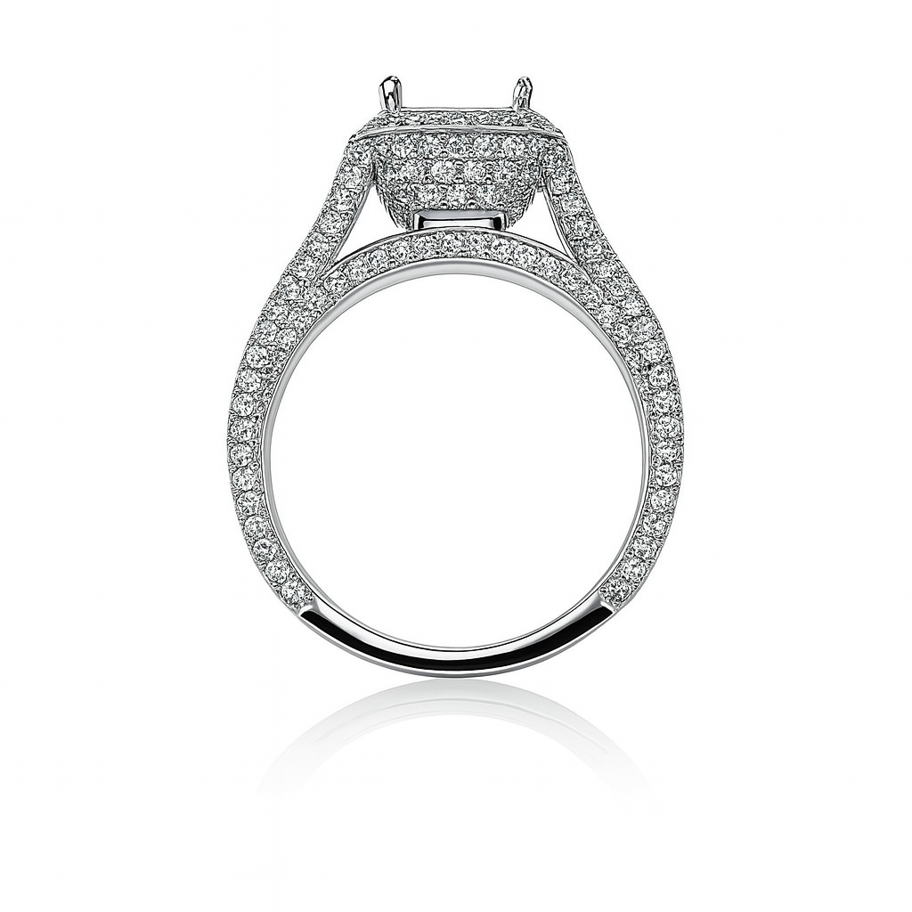 18K White Gold Micro-Pave Diamond Semi Mount Engagement Ring