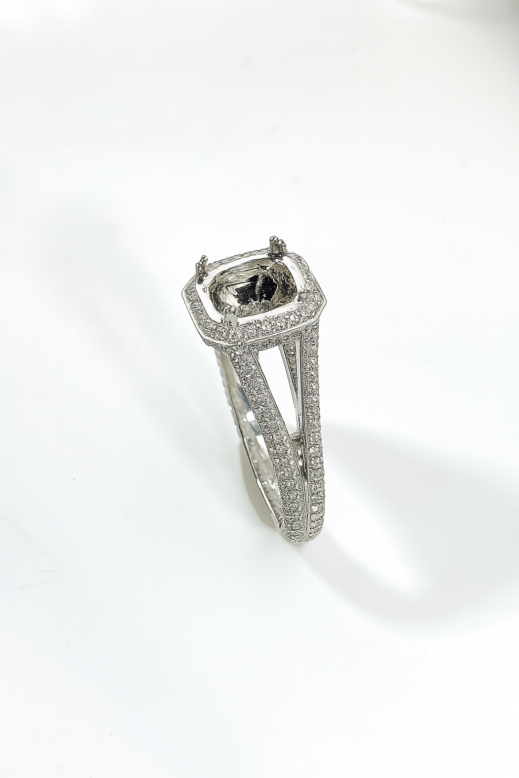 18K White Gold Micro-Pave Diamond Semi Mount Engagement Ring