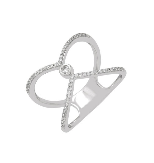 Criss Cross Center Diamond Ring