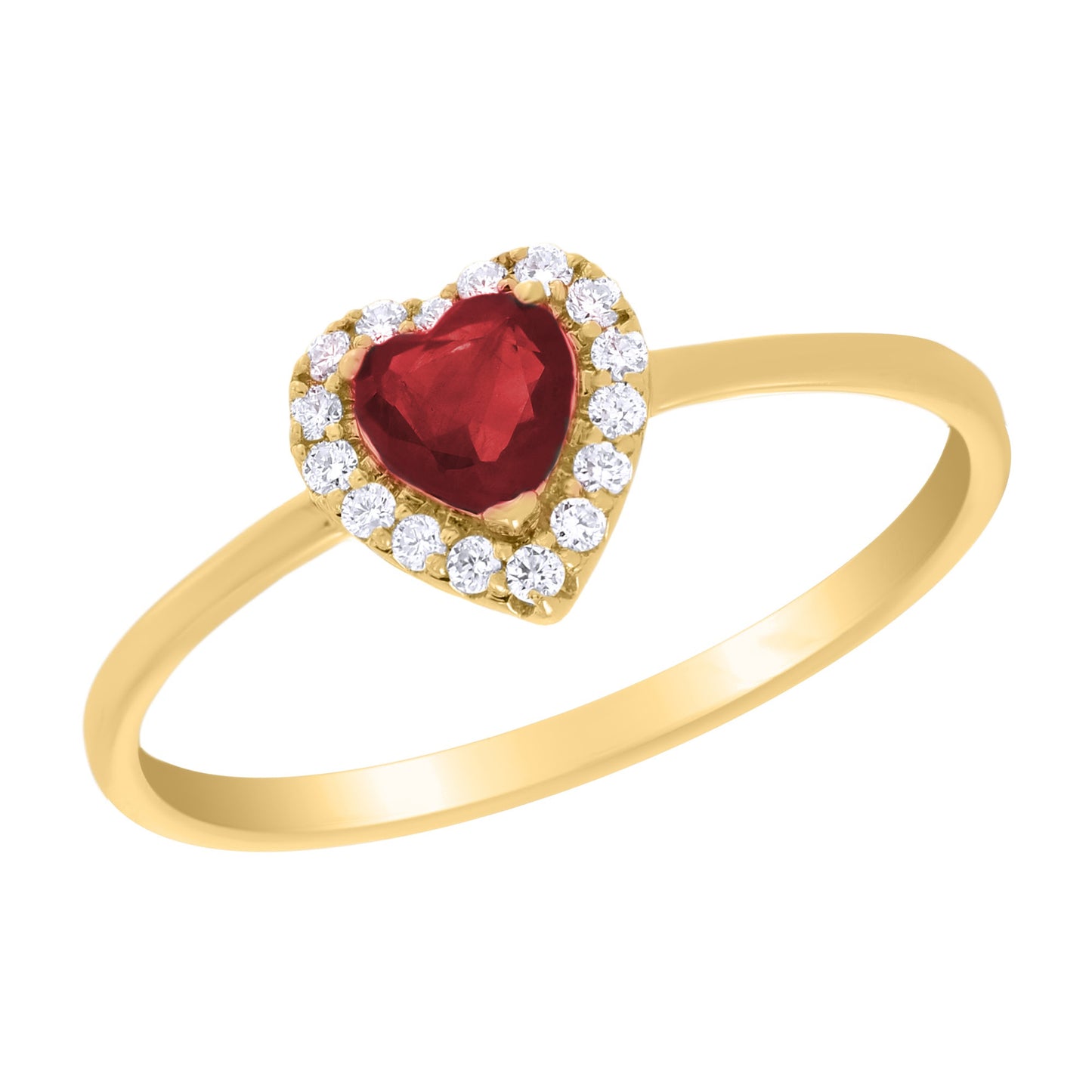 Color Stone and Diamond Heart Ring