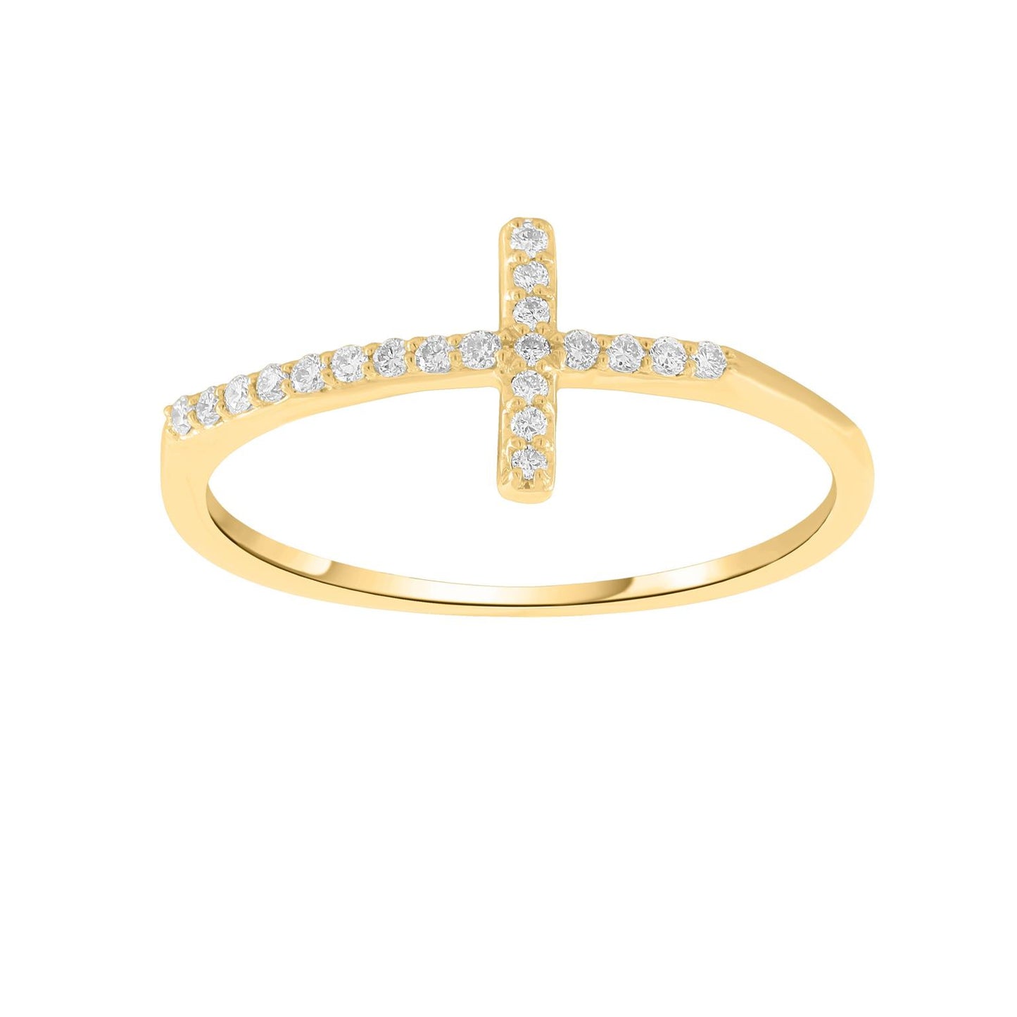 Diamond Cross Ring 14KY Gold