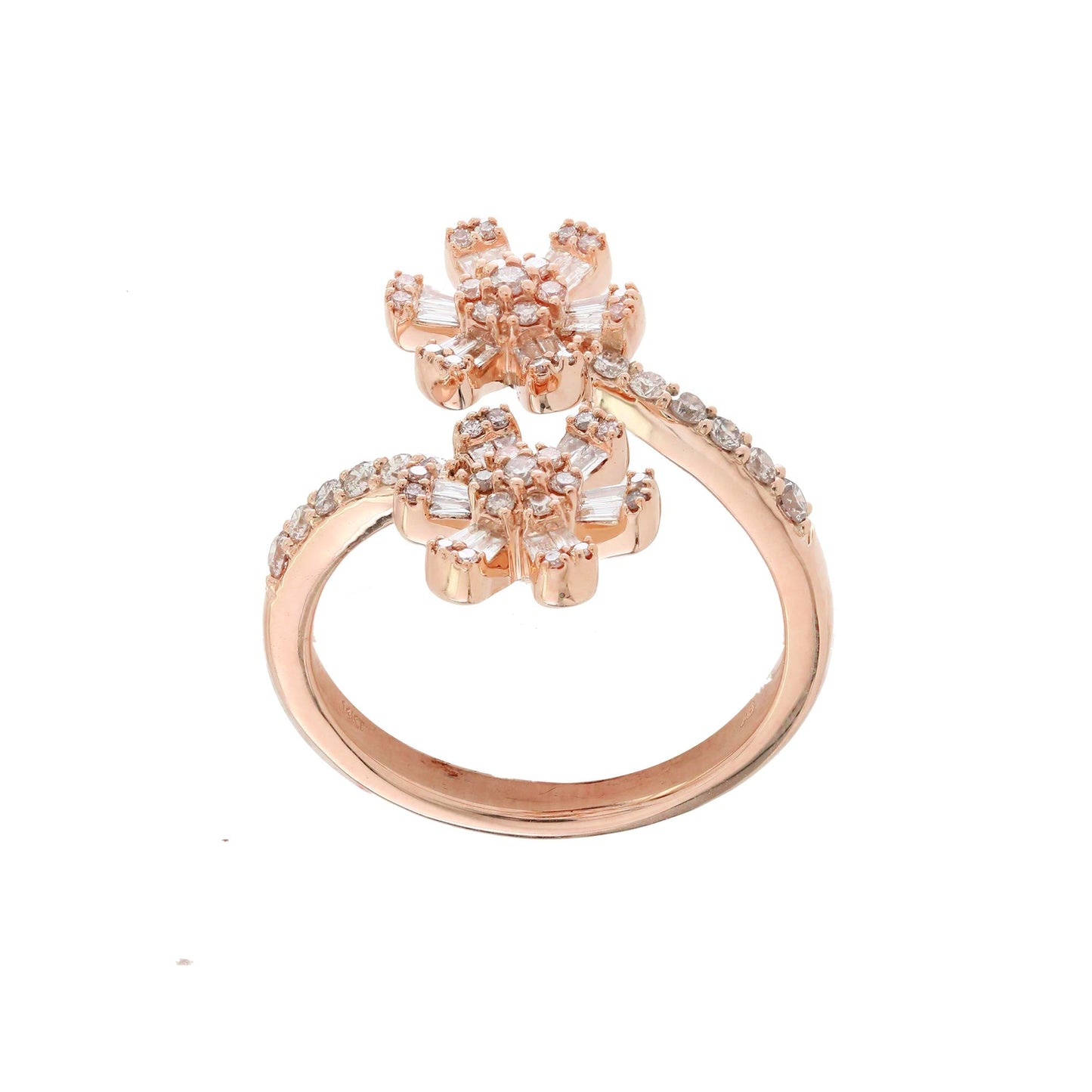 Double Flower YOU AND ME Diamond Ring 14K Gold