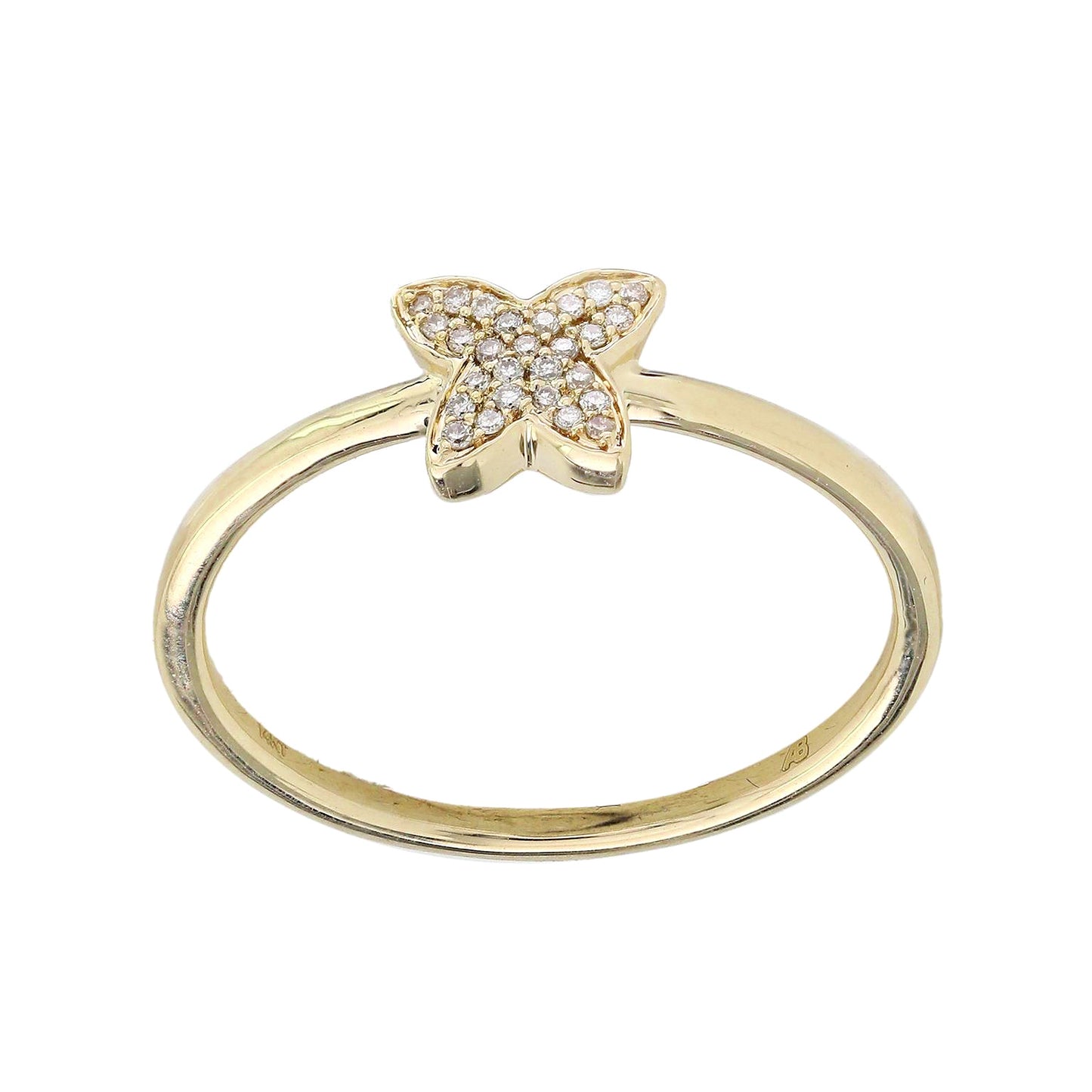 14KY Gold miniature butterfly diamond ring