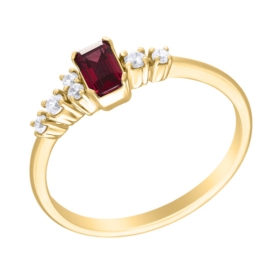 Rectangular Gemstone Ring with Diamonds