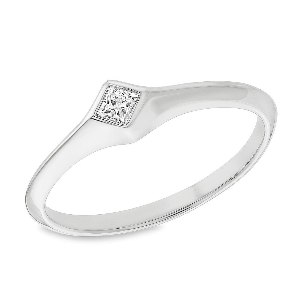 Rhombus Single Bezel Diamond Ring