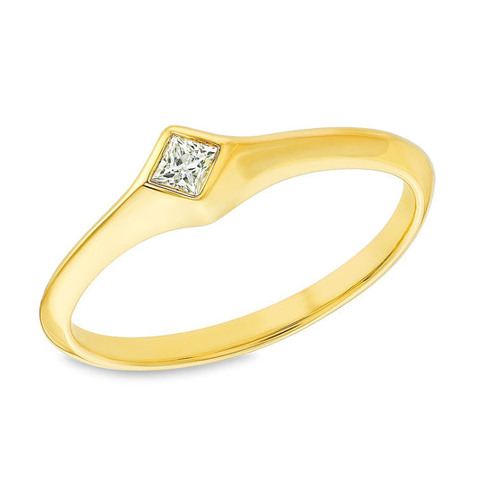 Rhombus Single Bezel Diamond Ring