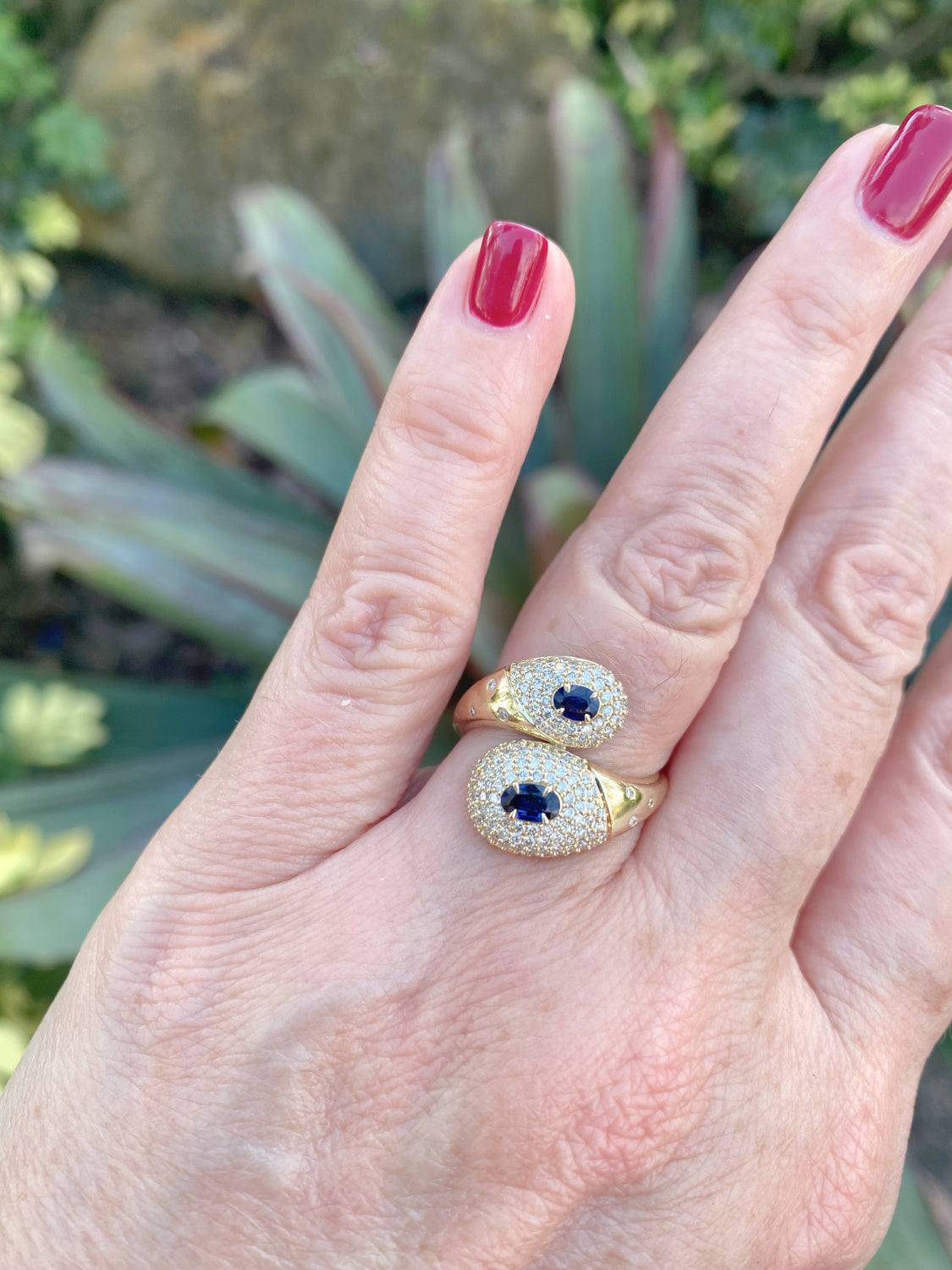 Statement Toi Et Moi Diamond Pave and Color Stone Ring