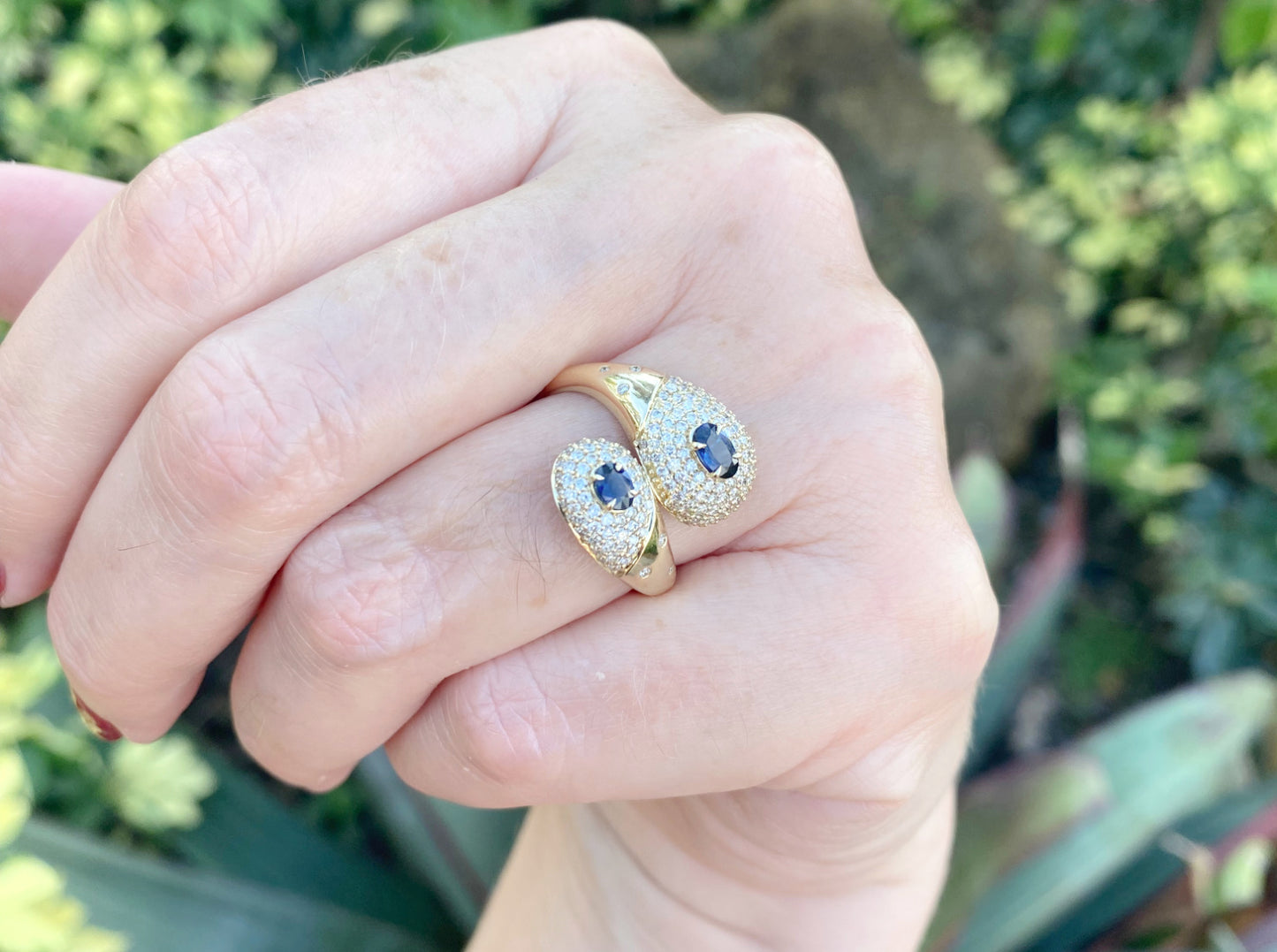 Statement Toi Et Moi Diamond Pave and Color Stone Ring