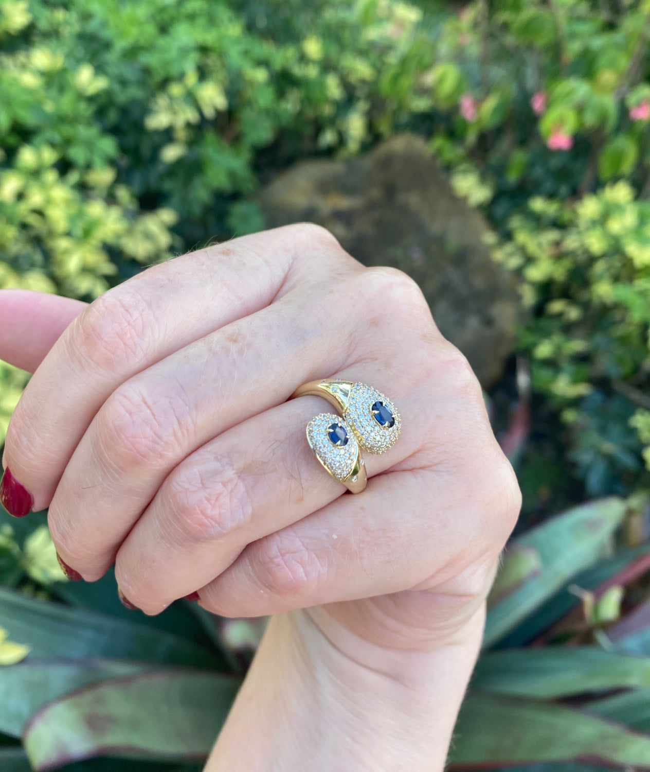 Statement Toi Et Moi Diamond Pave and Color Stone Ring