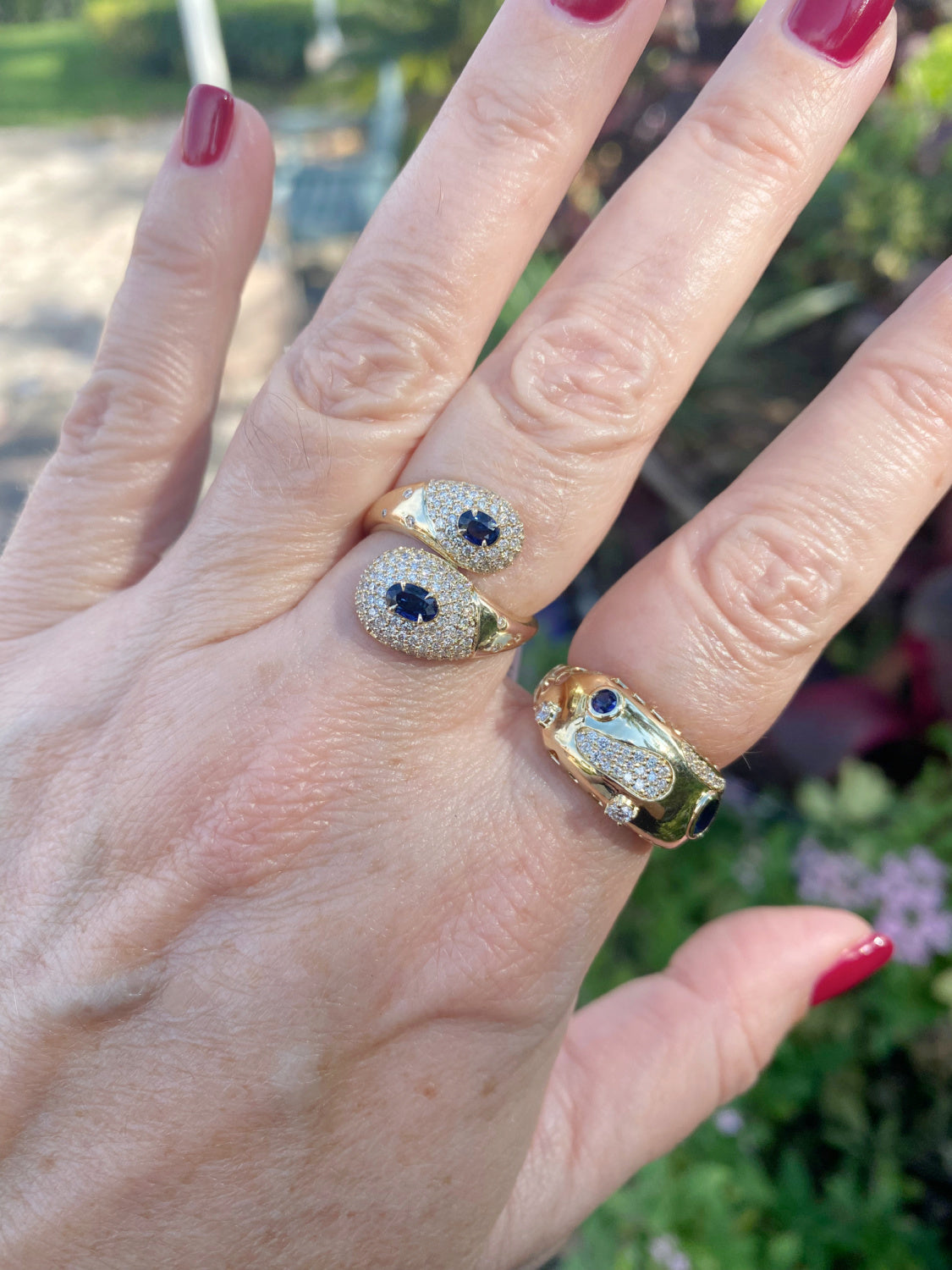 Statement Toi Et Moi Diamond Pave and Color Stone Ring