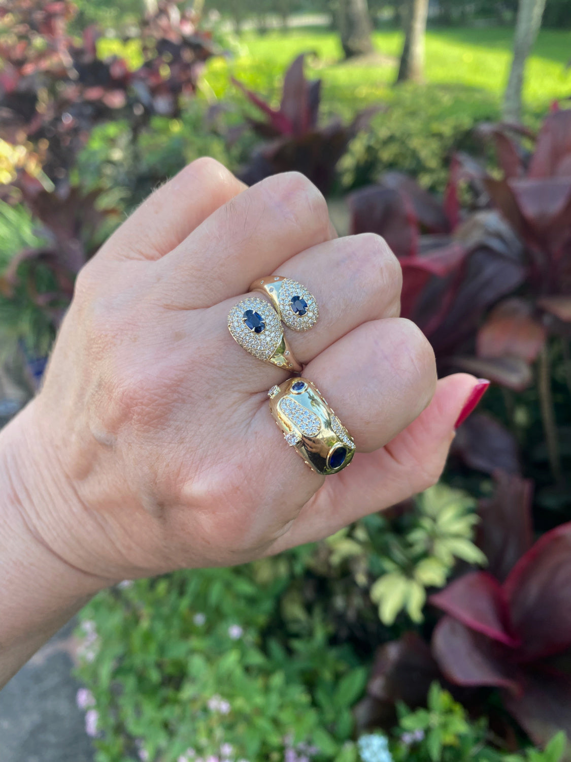 Statement Toi Et Moi Diamond Pave and Color Stone Ring