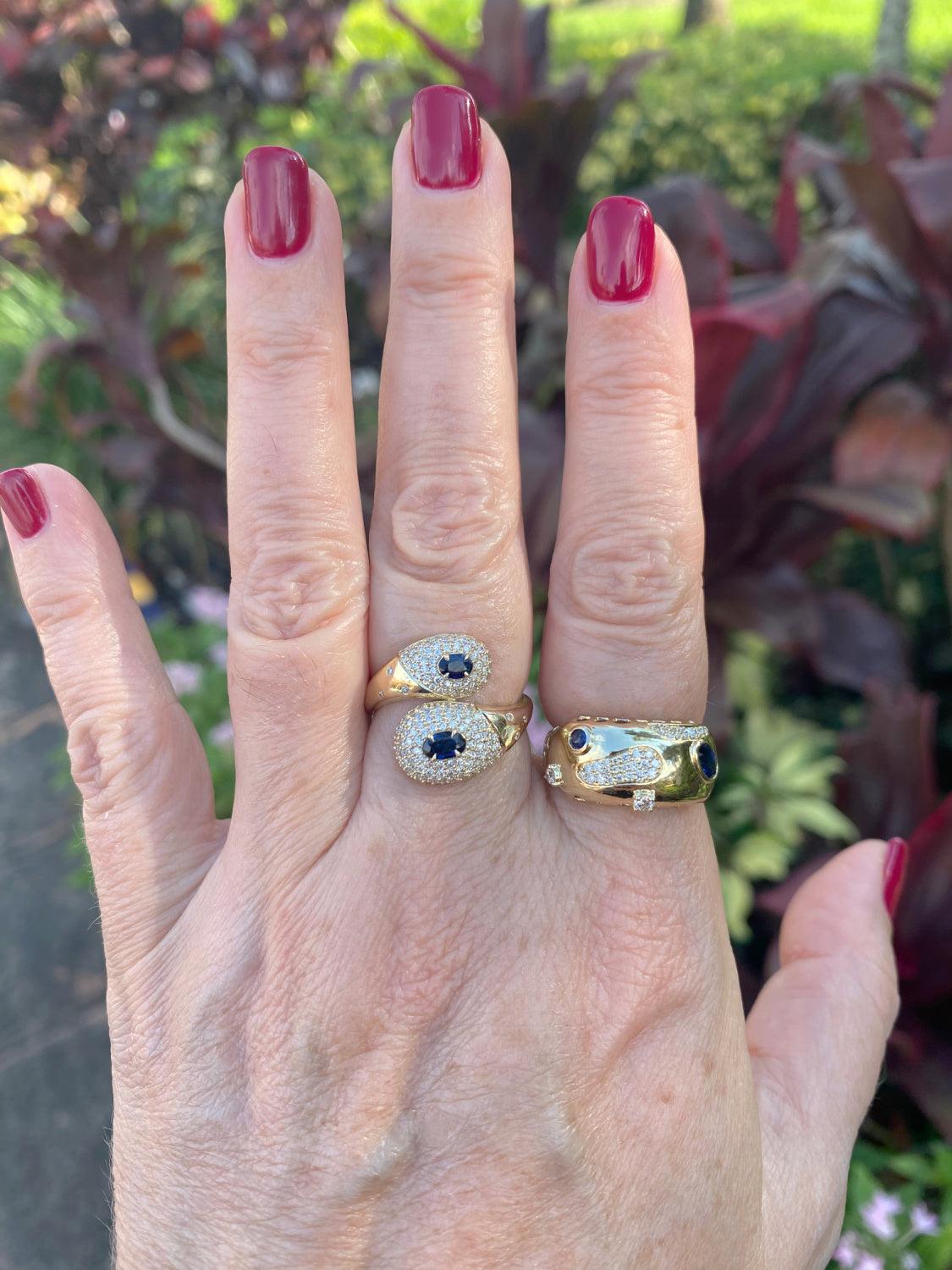 Statement Toi Et Moi Diamond Pave and Color Stone Ring