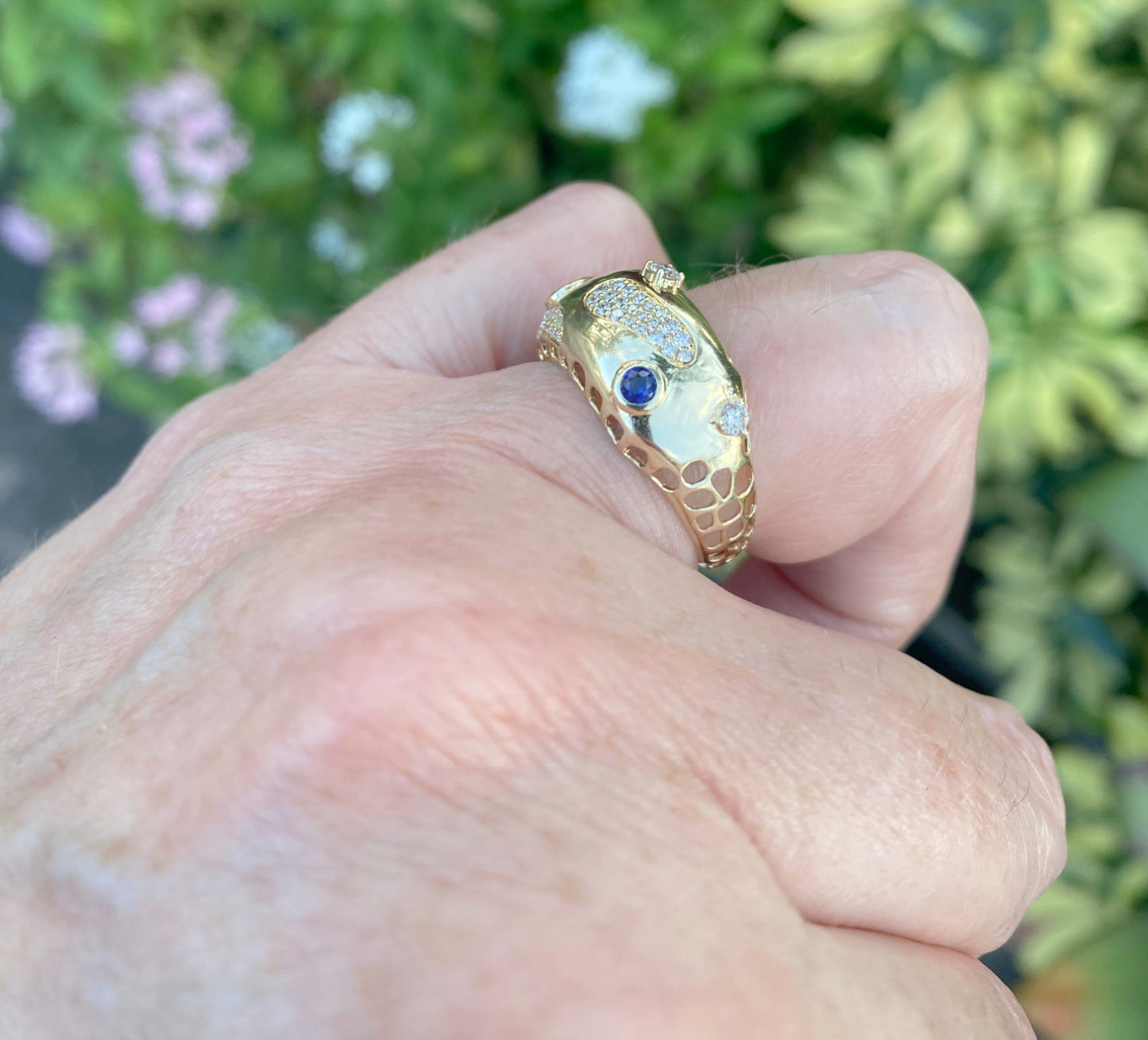 Retro Dome Diamond Pave And Color Stone Statement Ring