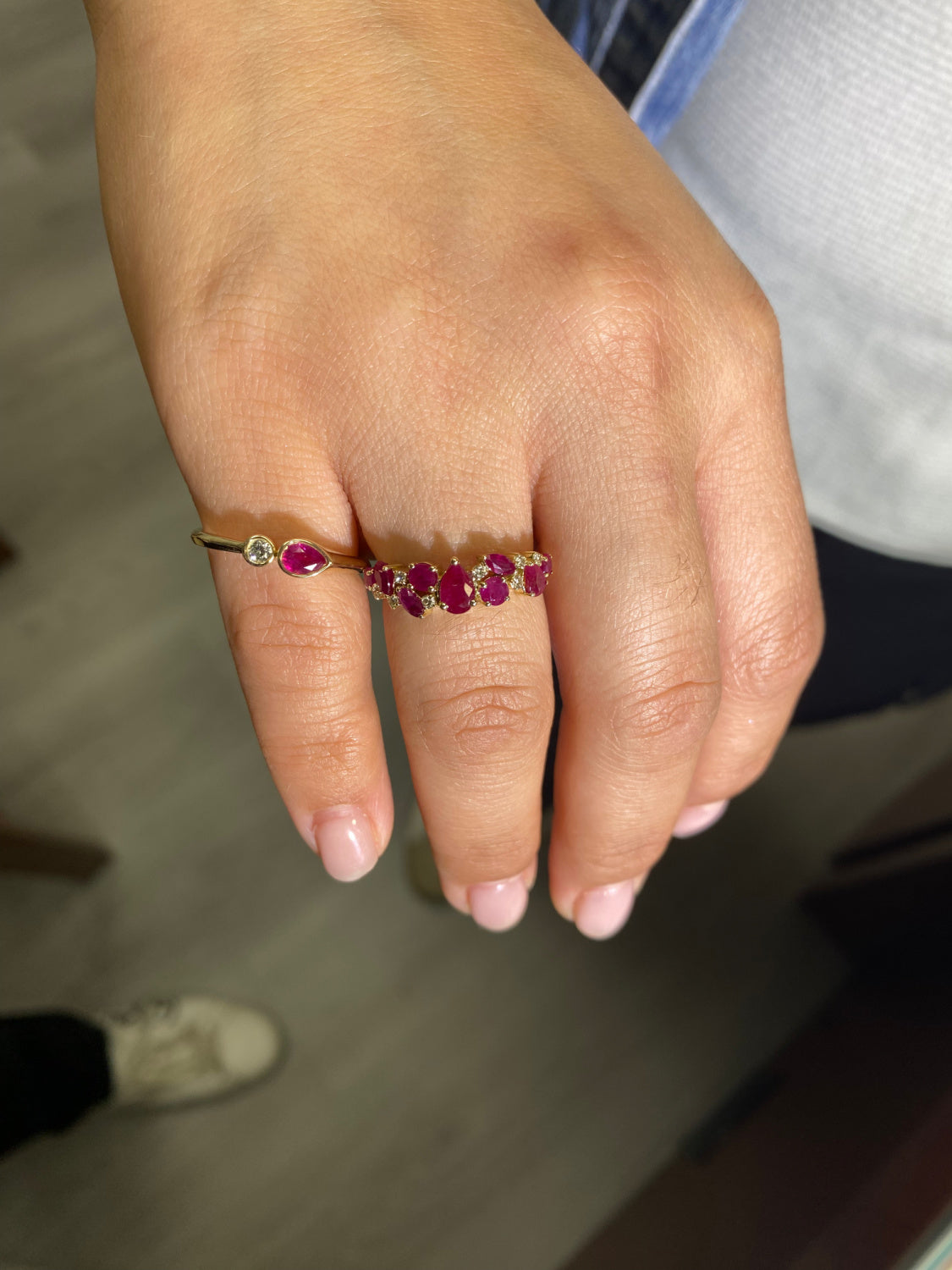 Toi Et Moi Pear Color Stone Gemstone & Diamond Ring – Bezel Set