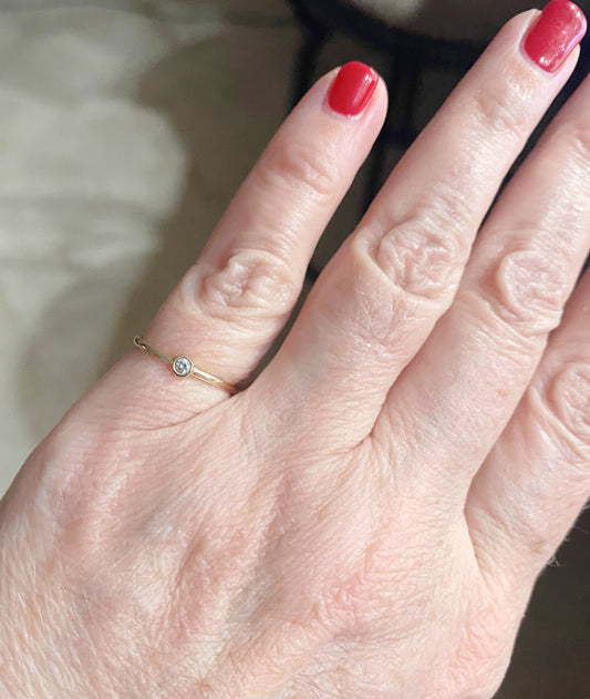 Mini Diamond Bezel Pinky Ring