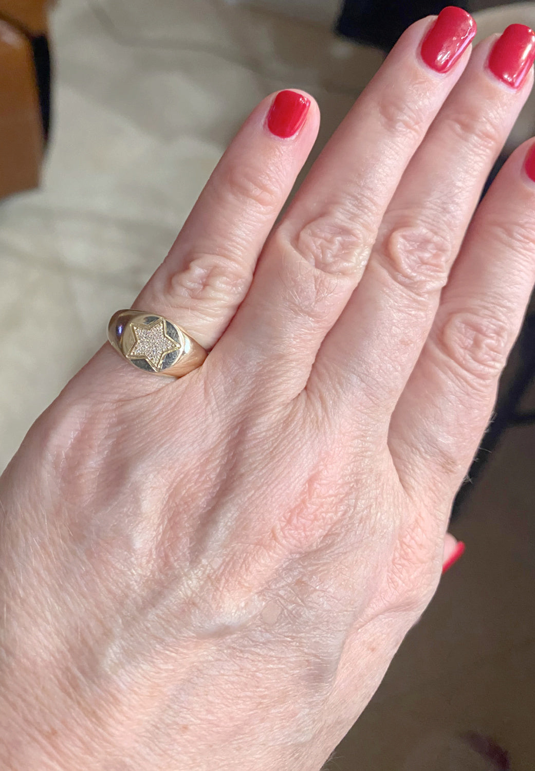 Star Diamond Pavé Signet Ring