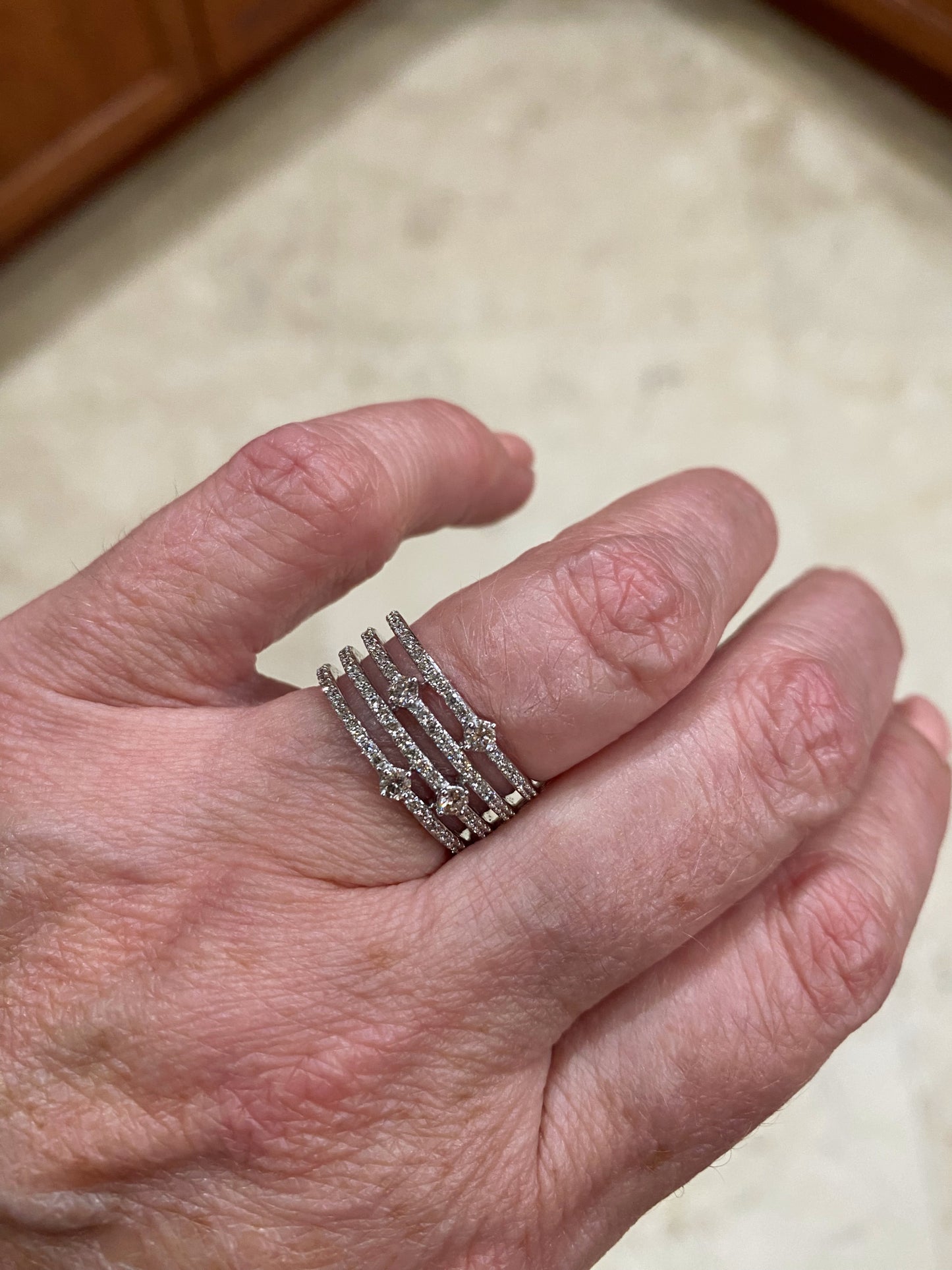 Multi-Row Diamond Tiered Ring