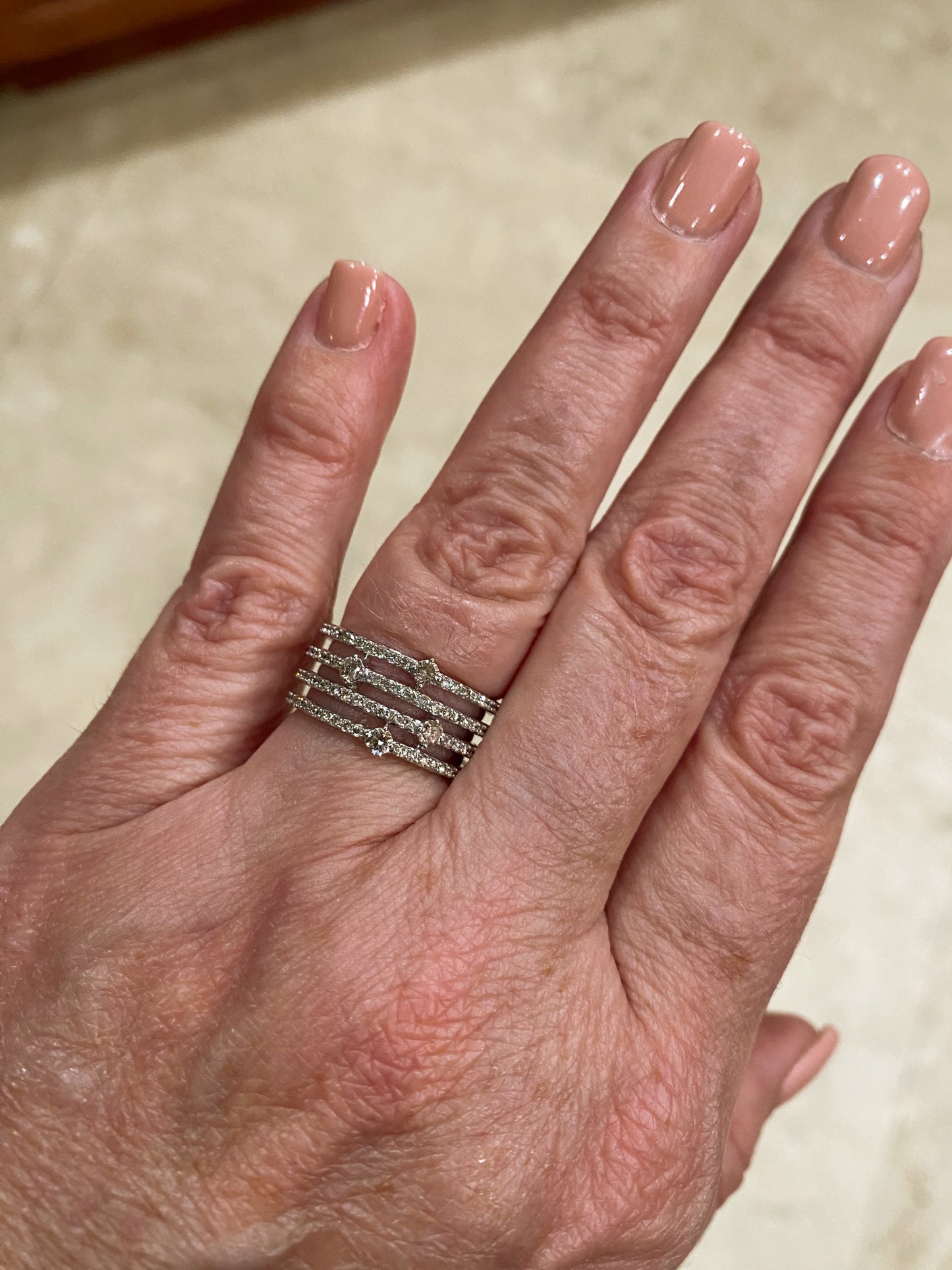 Multi-Row Diamond Tiered Ring