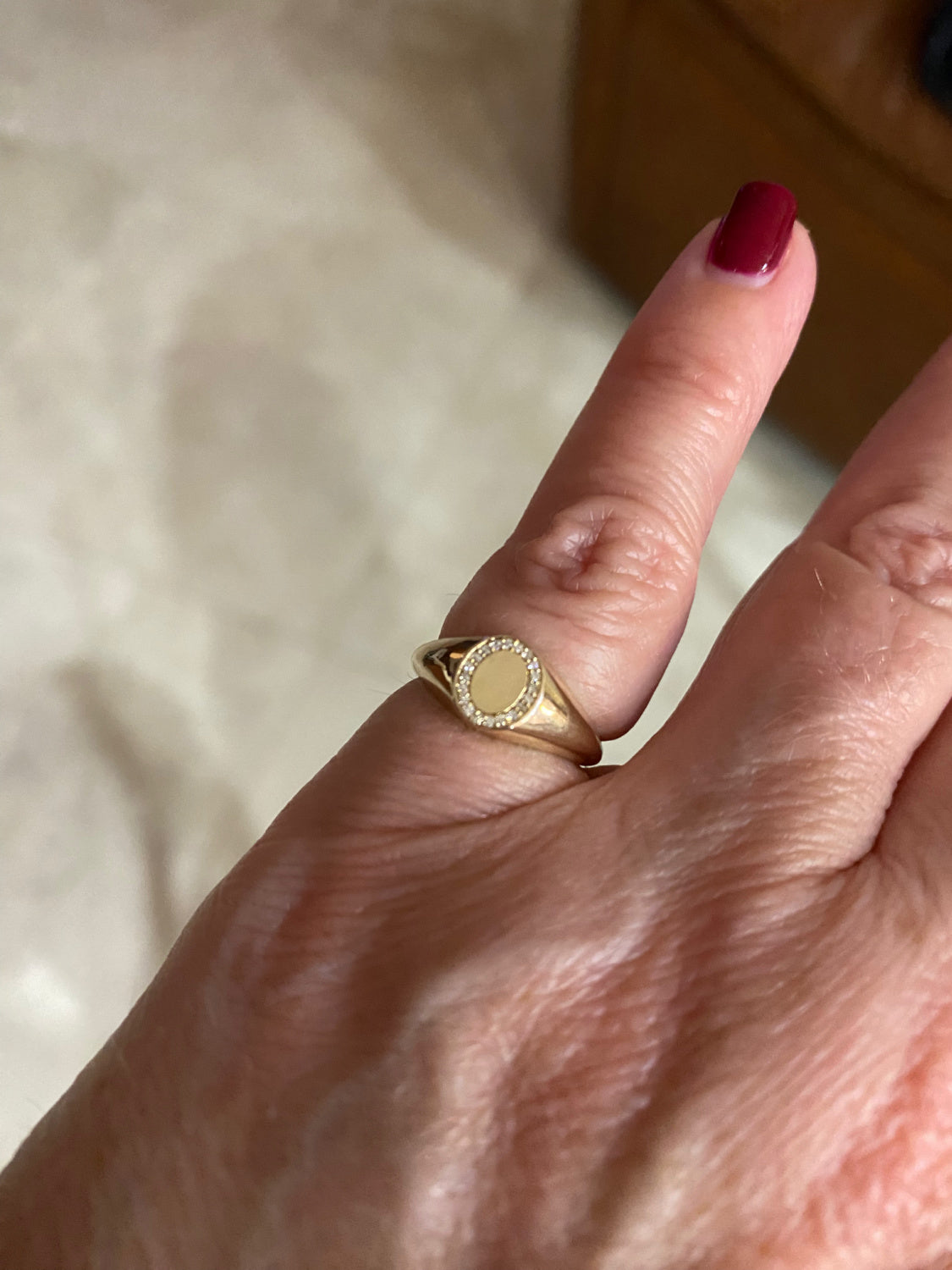 Petite Pave Diamond Engravable Signet Pinky Ring