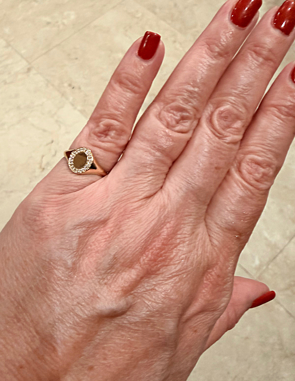 Dainty Pave Diamond Engravable Signet Pinky Ring