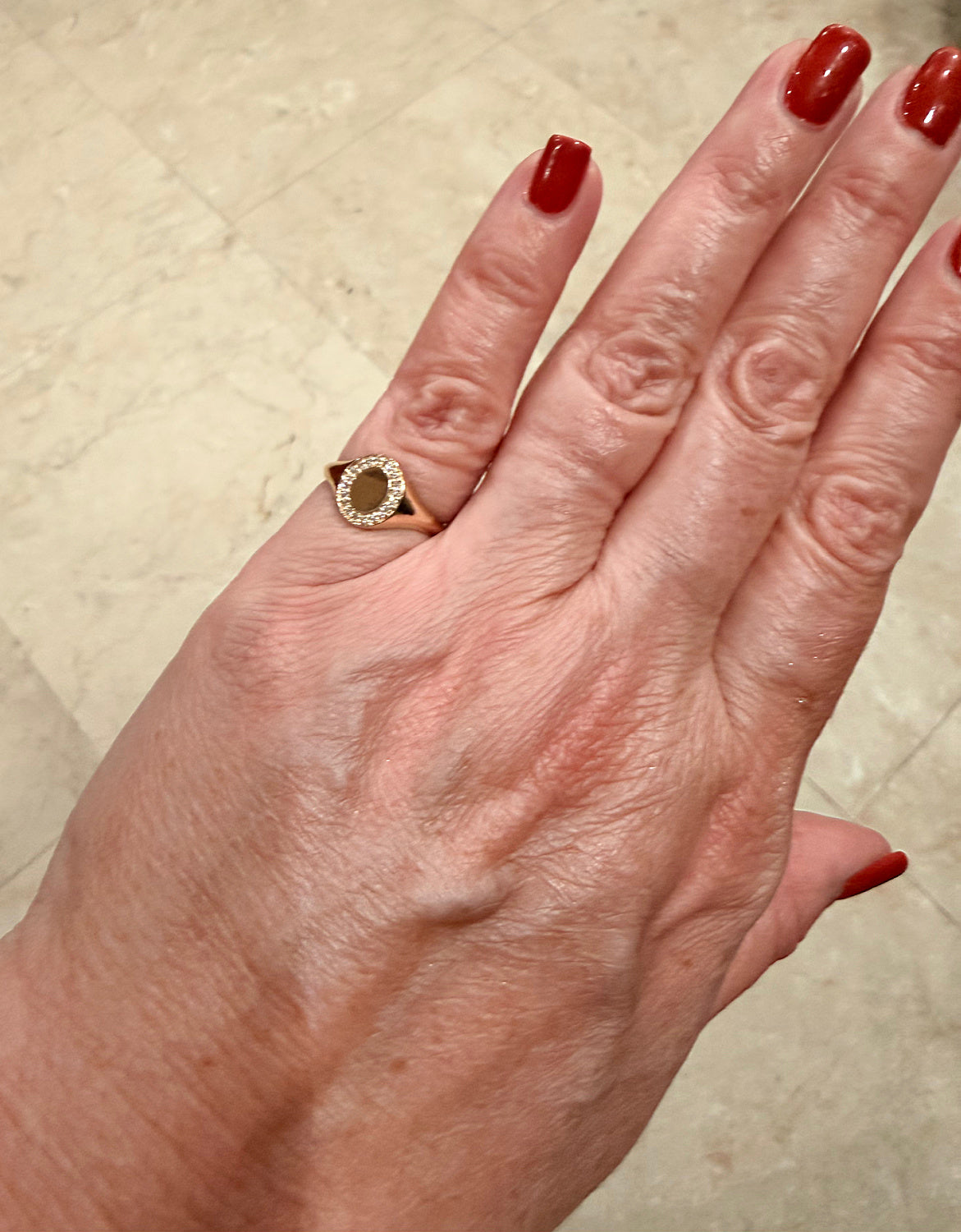 Dainty Pave Diamond Engravable Signet Pinky Ring