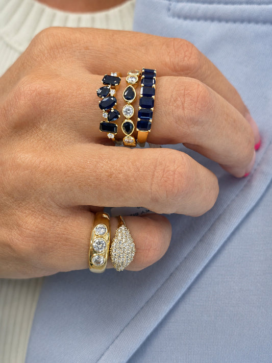 Multi Shape Cut Color Stone Diamond Ring