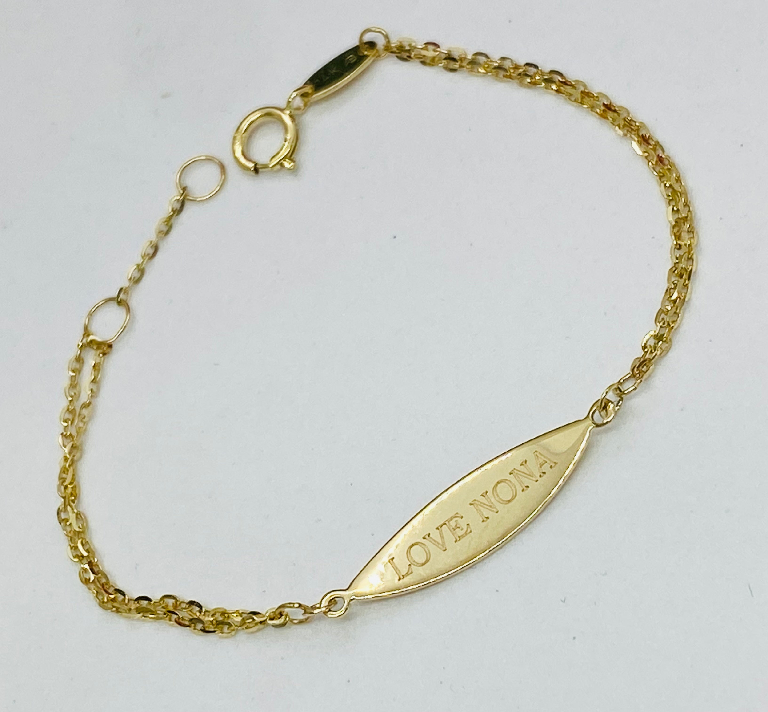 14K Yellow Gold Baby ID Bracelet | Shin Brothers Jewelers Inc.