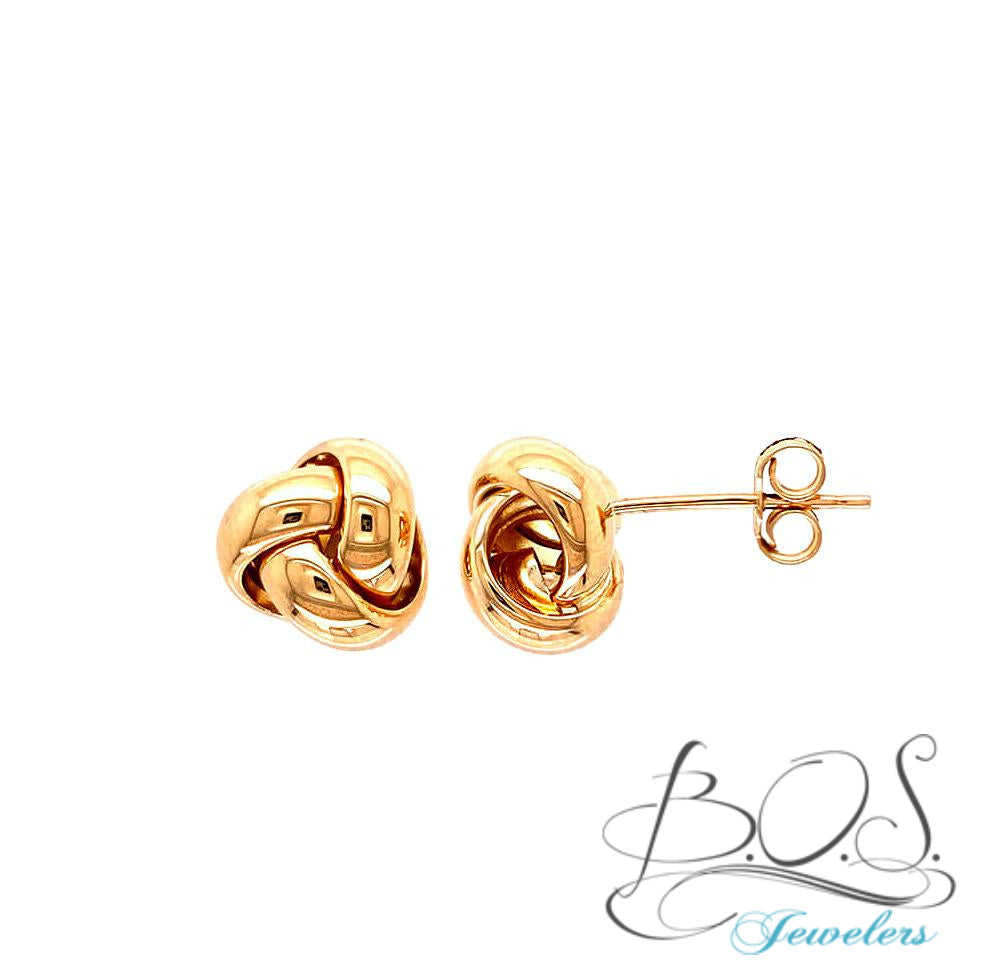 6.5 MM Love Knot Stud  Earrings 14K Gold